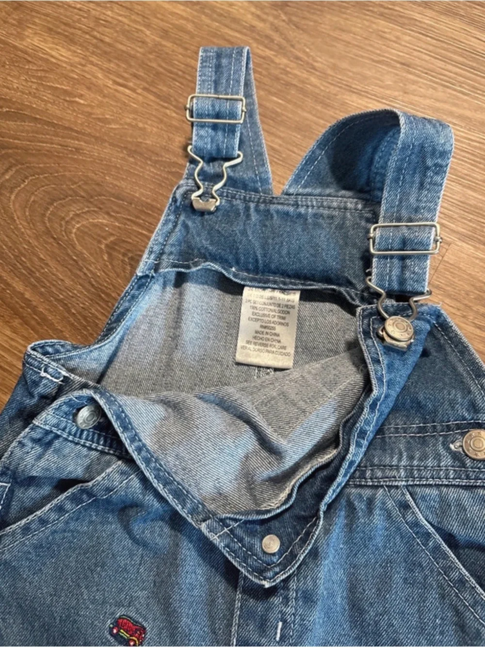 VTG 90s Red Trucks Overalls embroidered Denim 24 month 2T